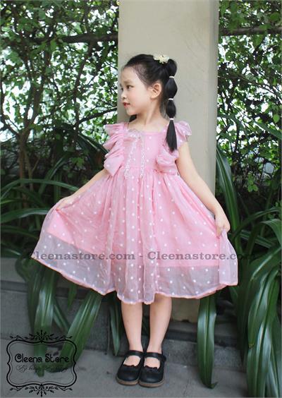 Đầm công chúa tơ hồng thêu
