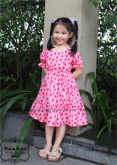 Đầm xòe cổ vuông thắt nơ sau eo chun